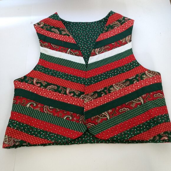 Handmade Christmas Quilted Vest Folded Star Pattern Intricate Holiday OOAK - Picture 2 of 16